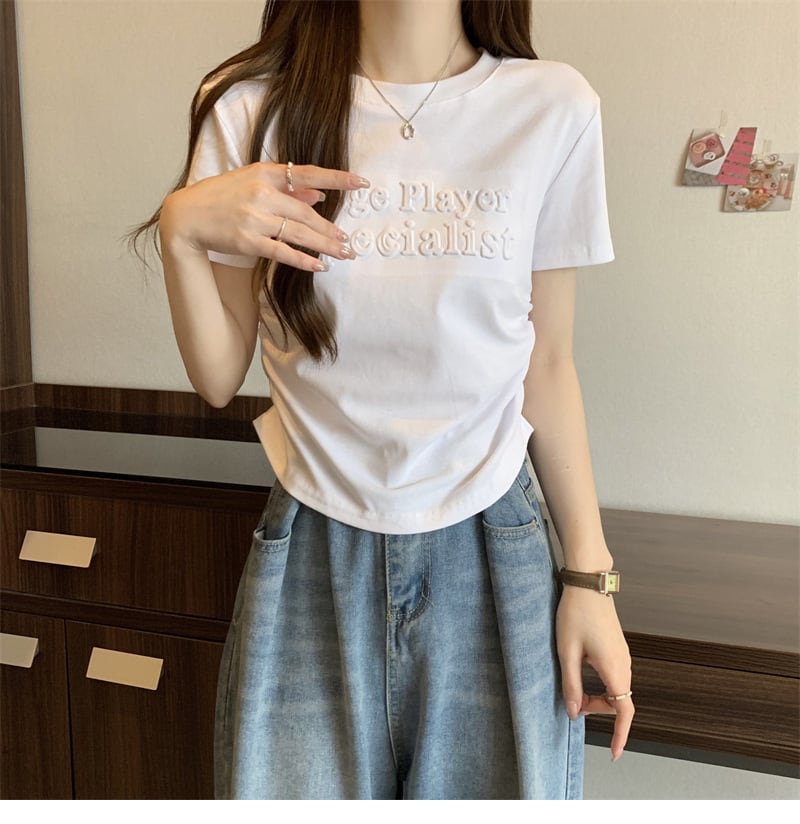 【tops】3色イレギュラー半袖ＴシャツF7290