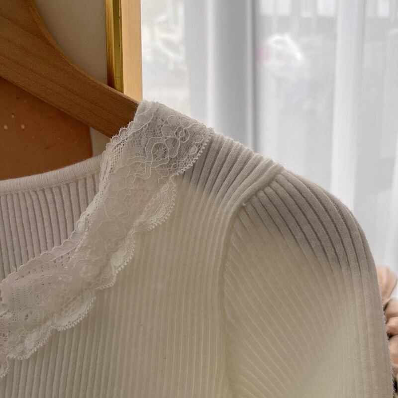 【tops】レース切り替えニットトップス　M27213