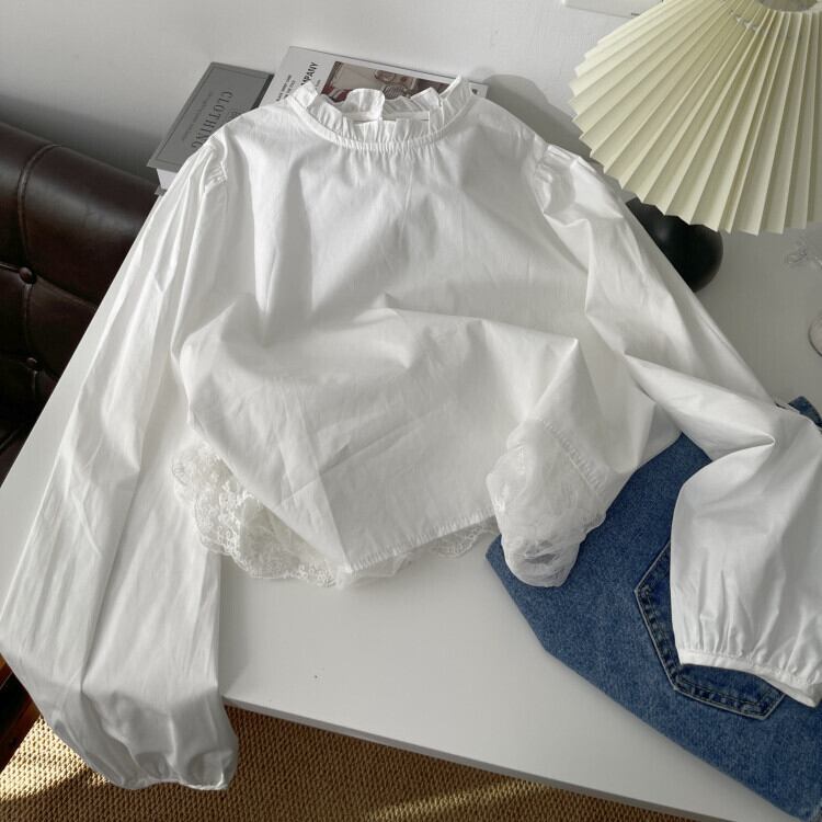 【tops】レース切り替えブラウス　M29703