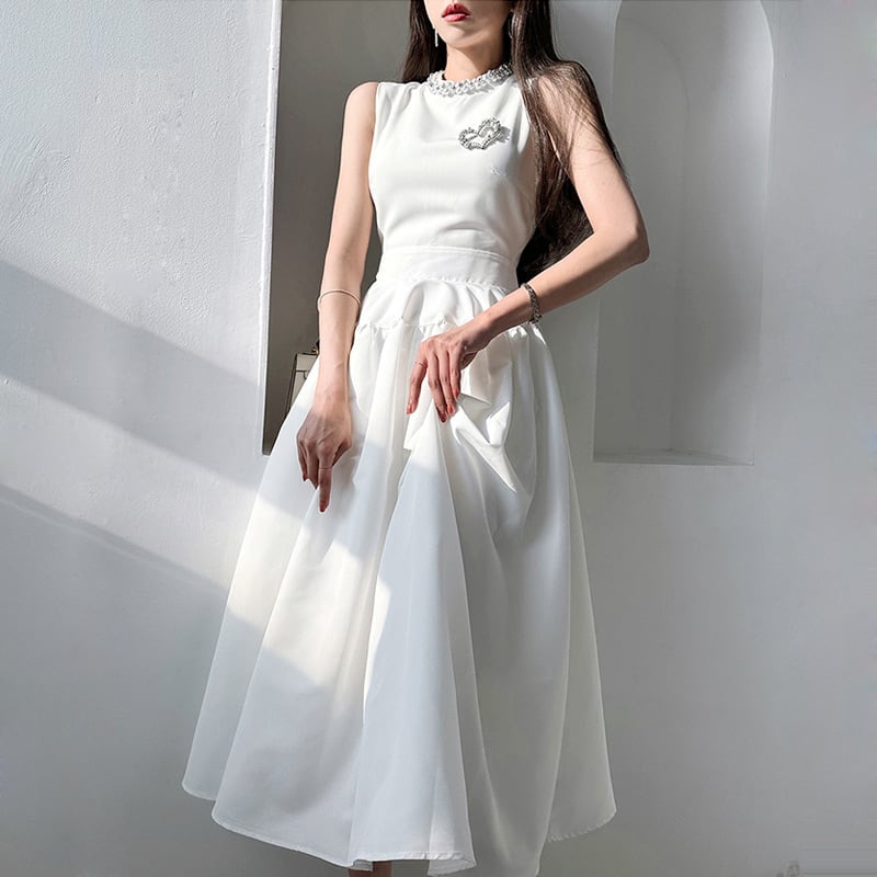 【dress】パールノースリーブワンピース　M24284