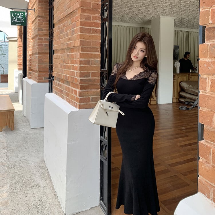 【dress】レースドッキングワンピース　M27754