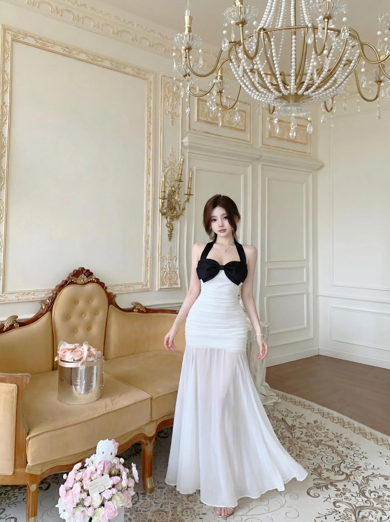 【dress】ホルターネックロングワンピース Q8478