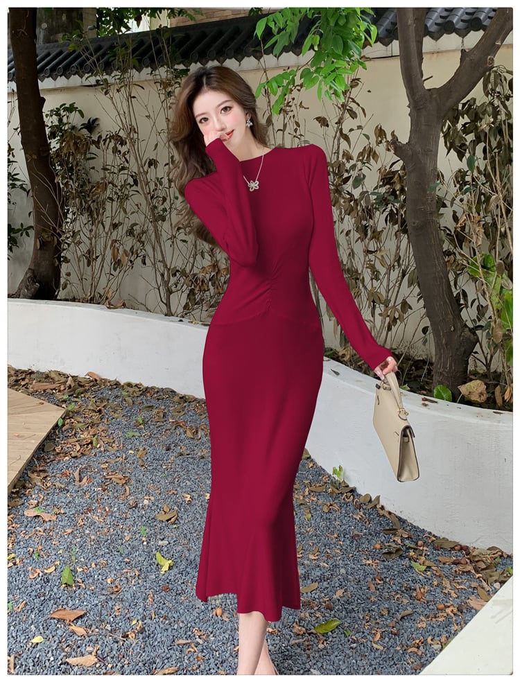 【dress】マーメイドニットワンピース　M25367