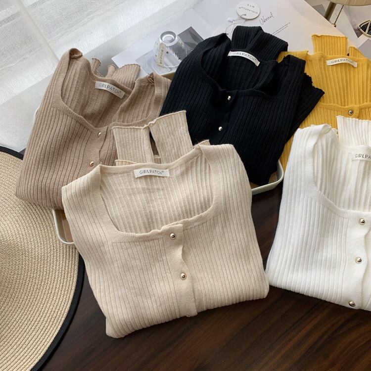【outer】ボタンデザインニットセーター　M29417