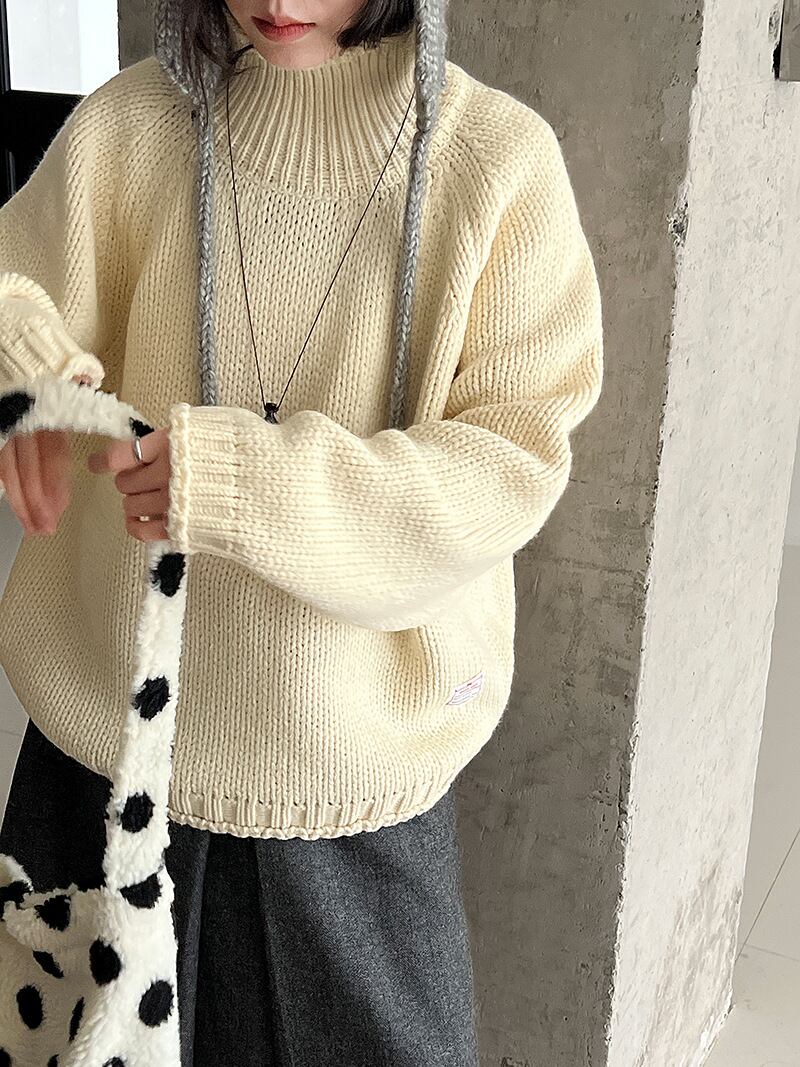 【tops】ハイネックニットトップス Q7305