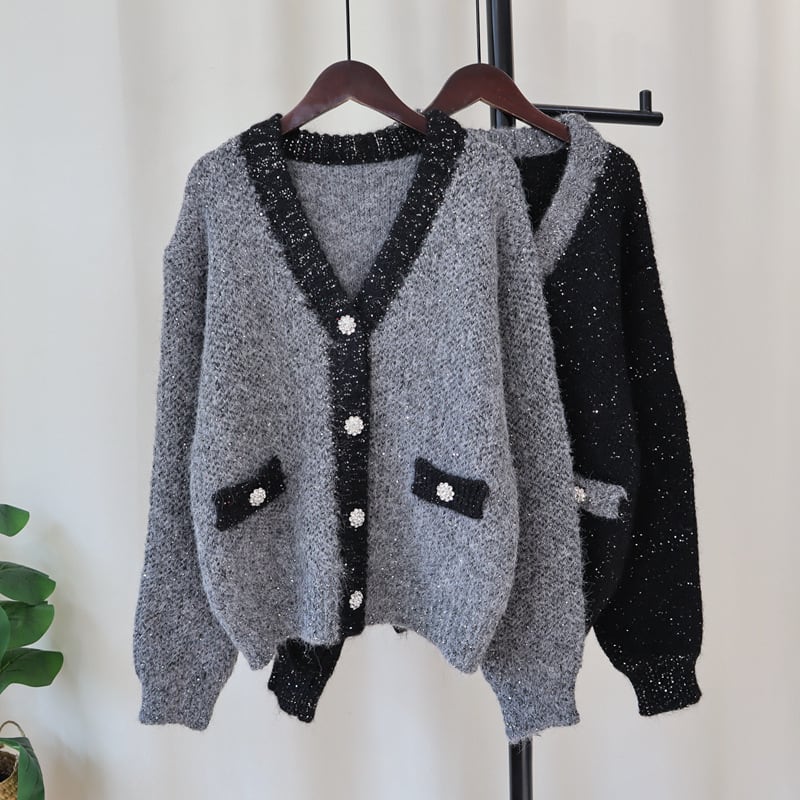 【outer】スパンコールニットカーデ　M27902