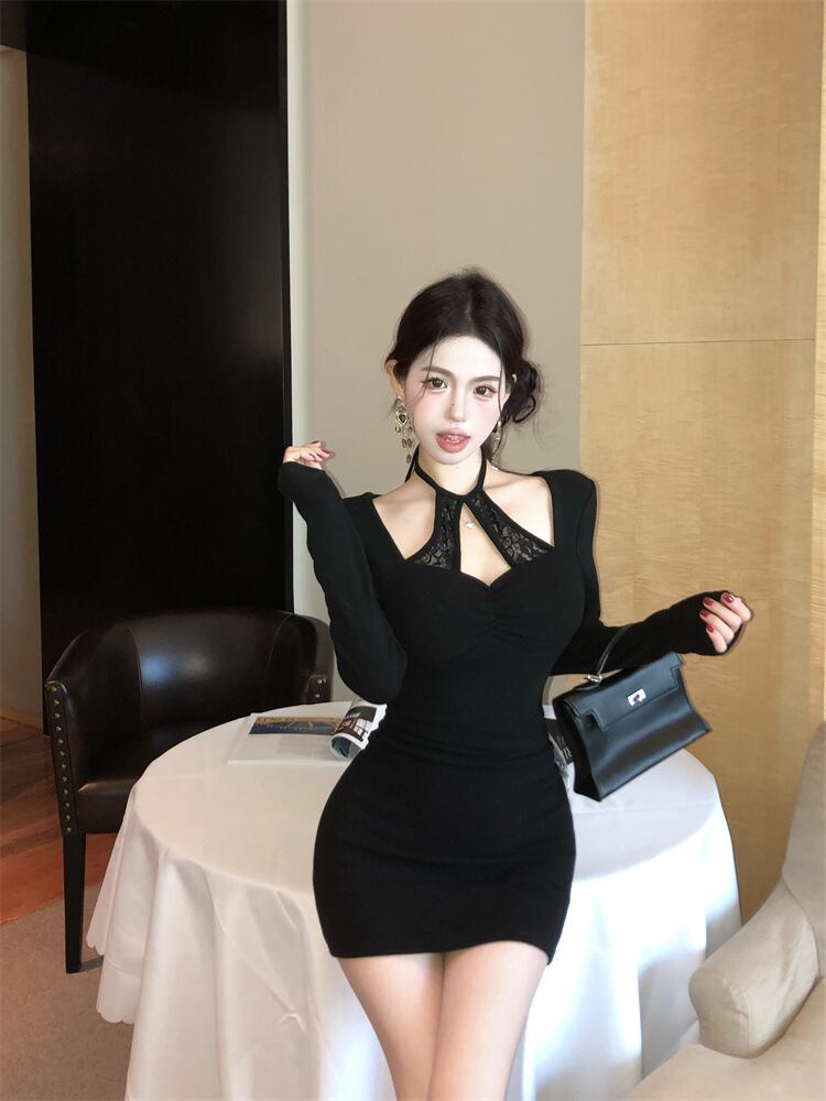 【dress】レース切り替えワンピース　M28909