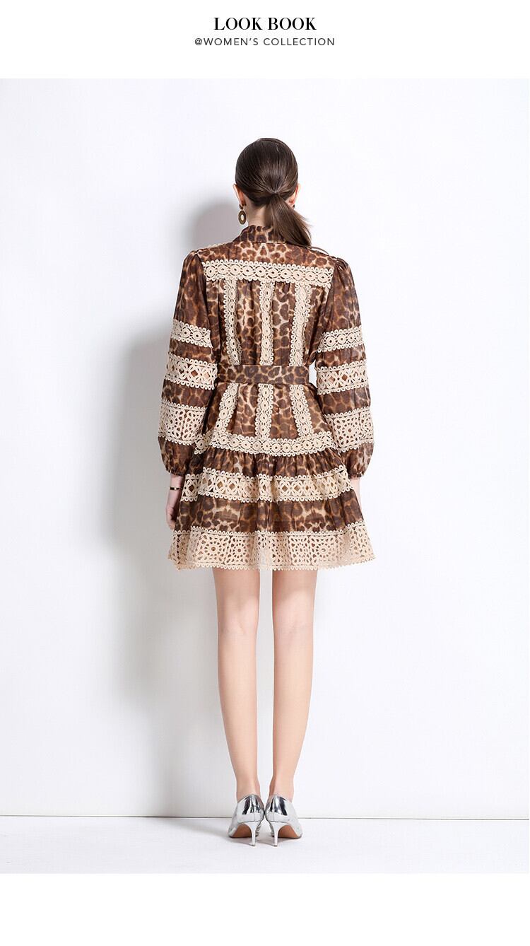【dress】レース切り替えプリントワンピース　M30107