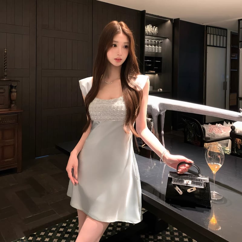 【dress】スパンコール付きキャミワンピース Q8379