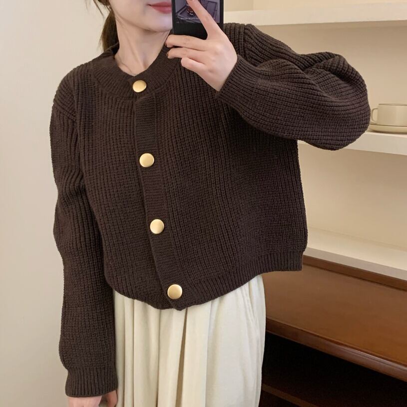 【outer】クルーネックニットカーデ　M18817
