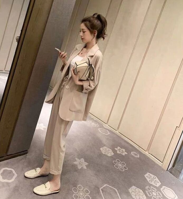 【set】美人度アップ!韓国系スウィート洋気カジュアルハイウエストスーツ２点セット G0115