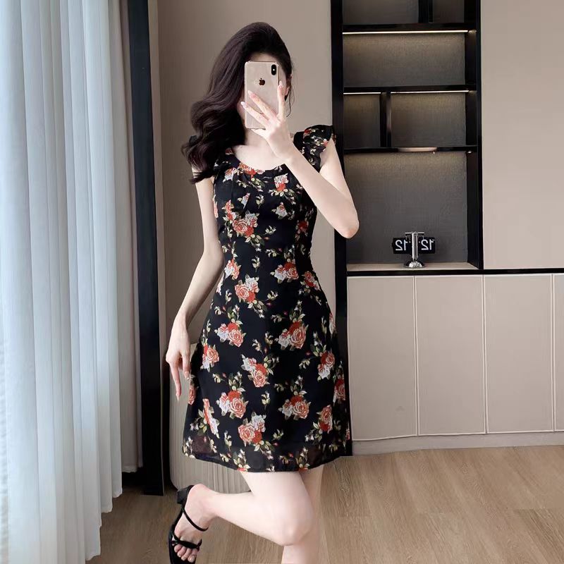 【dress】フレンチスリーブ花柄ワンピースG21734