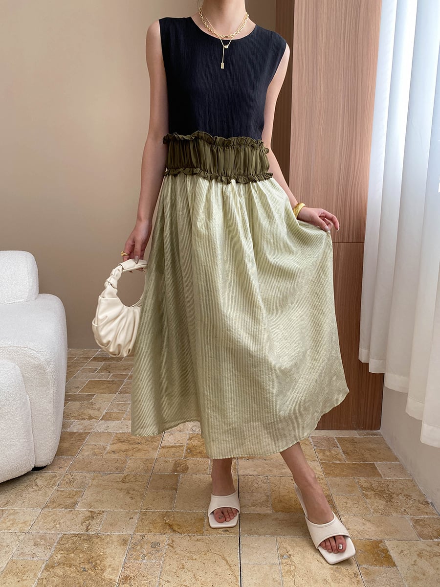 【dress】ノースリーブドッキングワンピース　M29950