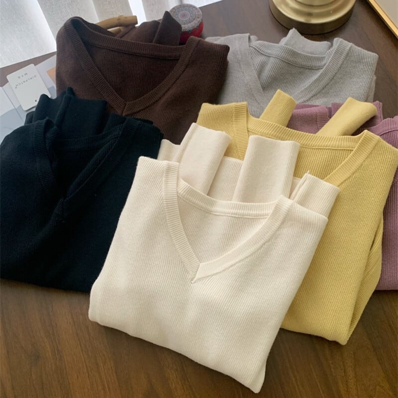 【tops】Vネックニットトップス　M28339