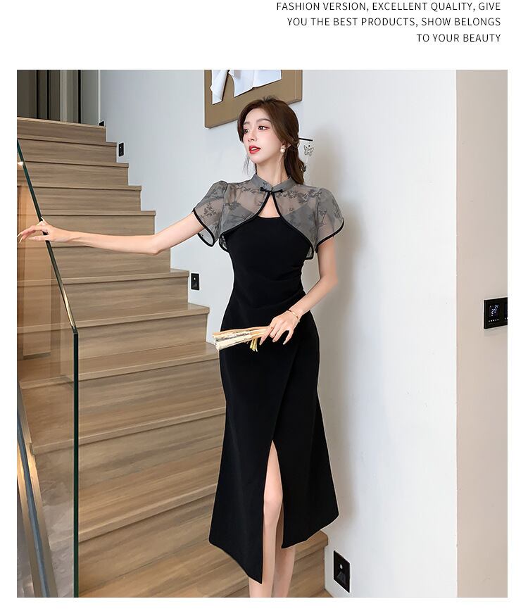 【set】メッシュブラウス+キャミワンピース２点セットG21390