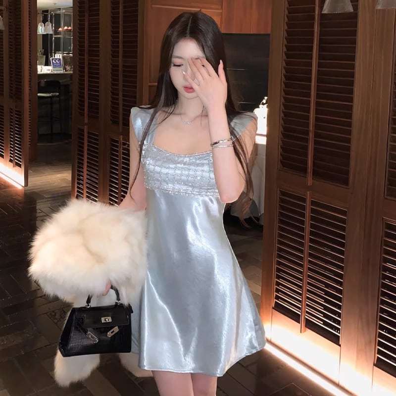 【dress】スパンコール付きキャミワンピース Q8379