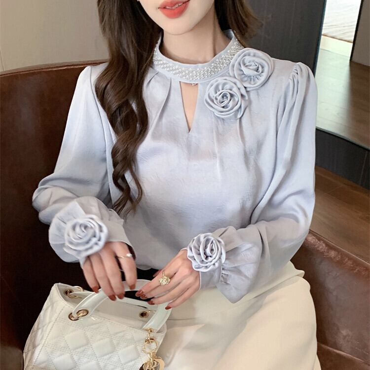 【tops】立体フラワーシャツトップス　M28972