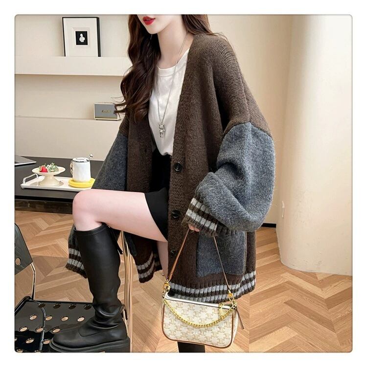 【outer】配色切り替えニットカーデ　M27503
