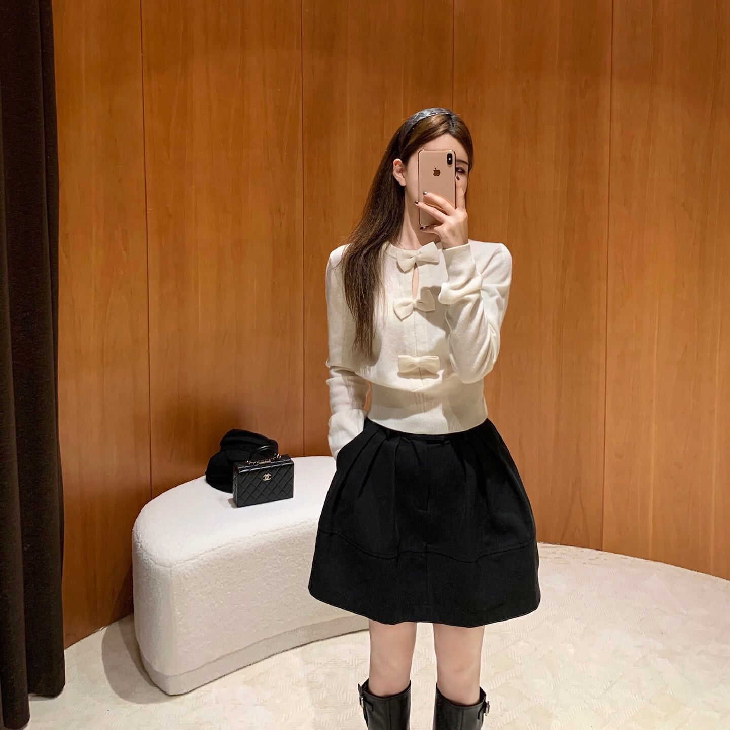 【tops】リボン付きニットトップス　N3332