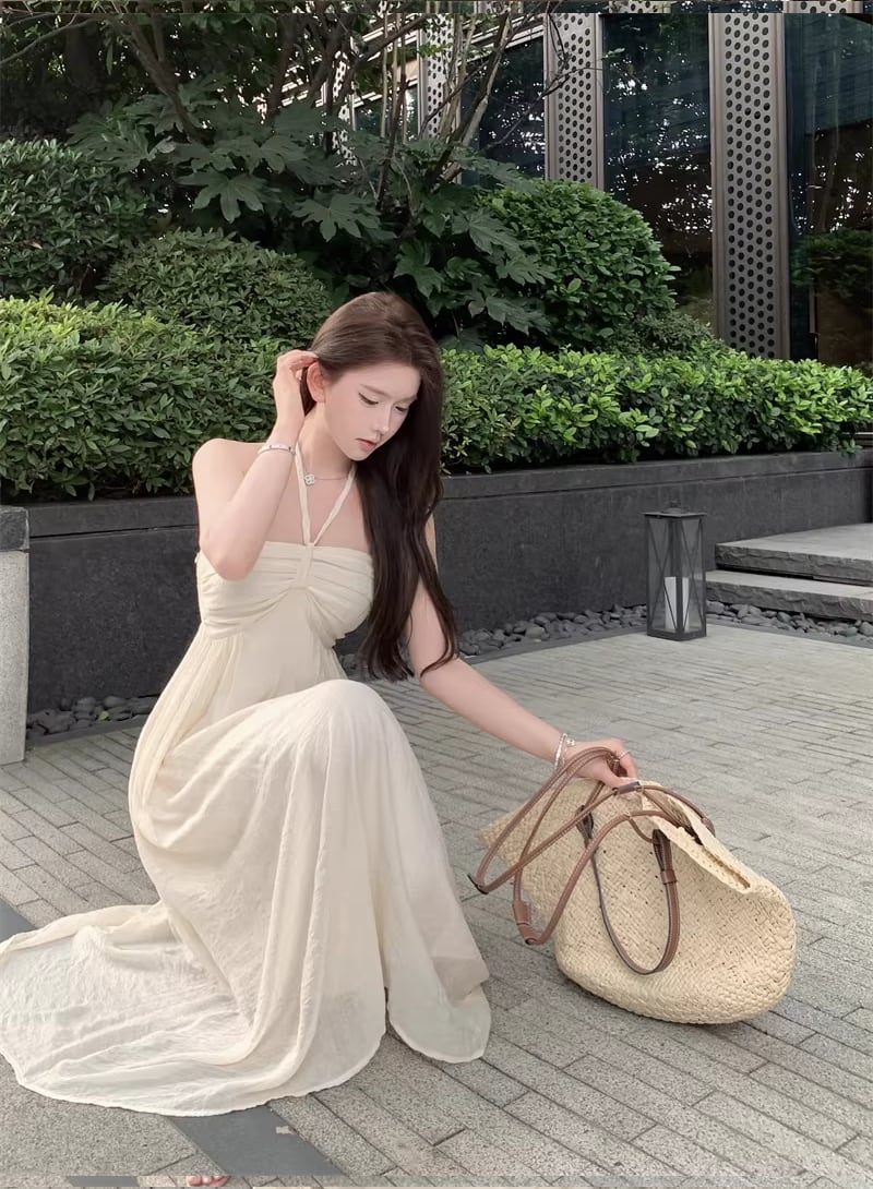 【dress】ホルターネックロングワンピース Q8270