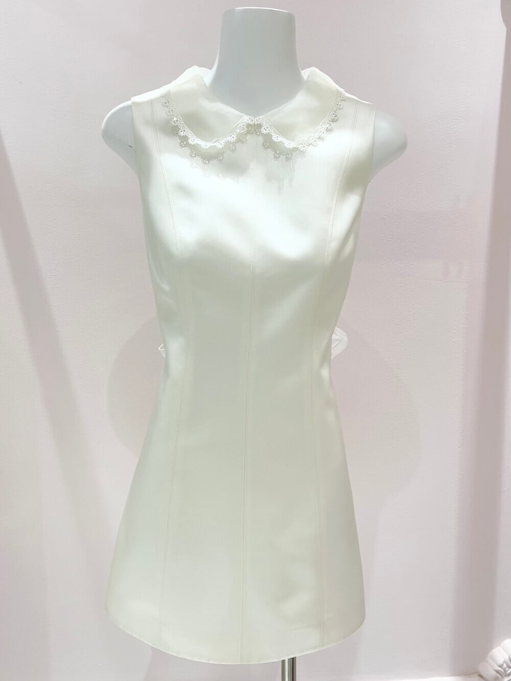 【dress】バックリボンレースドッキングミニワンピース　N3535