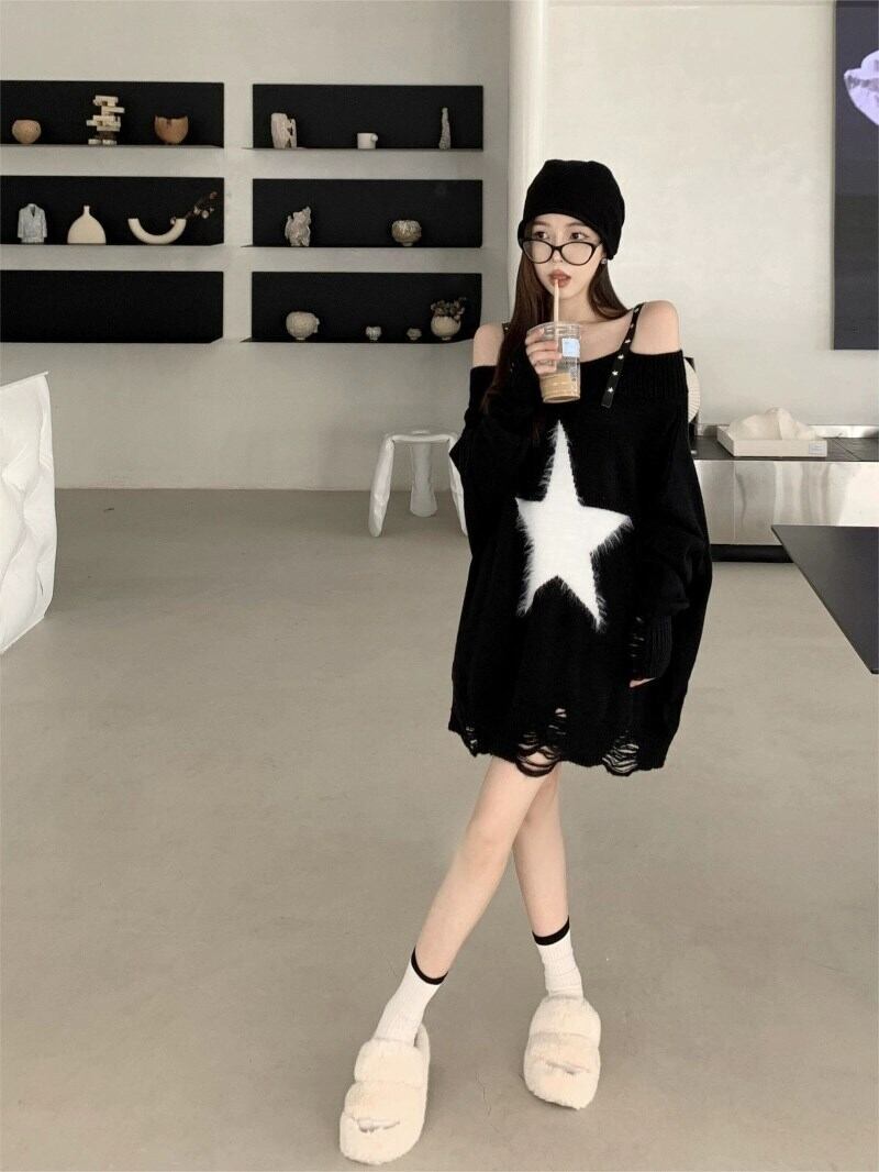 【dress】オフショルダーニットワンピース 　N2154