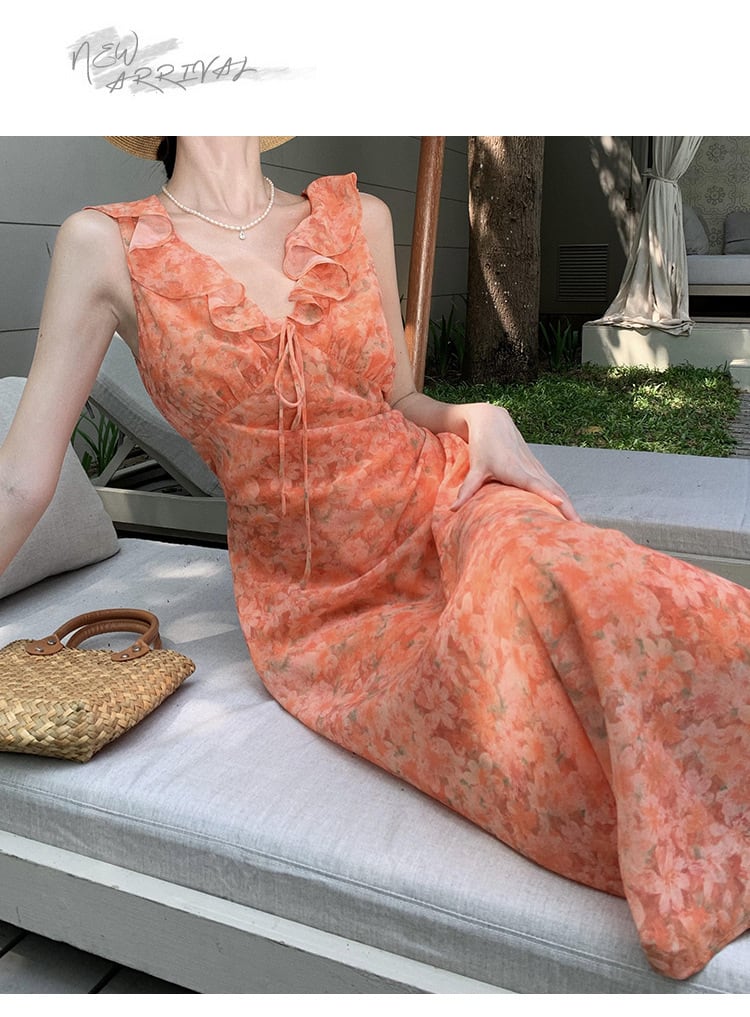 【dress】フリル花柄ワンピース　M24716