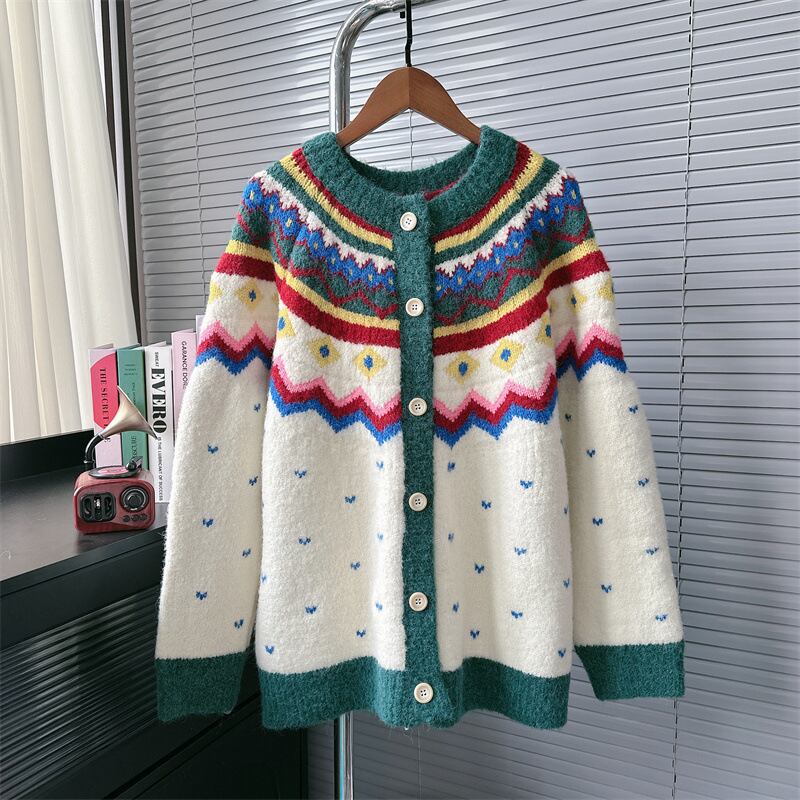 【outer】ジャカードニットカーデ　M28282