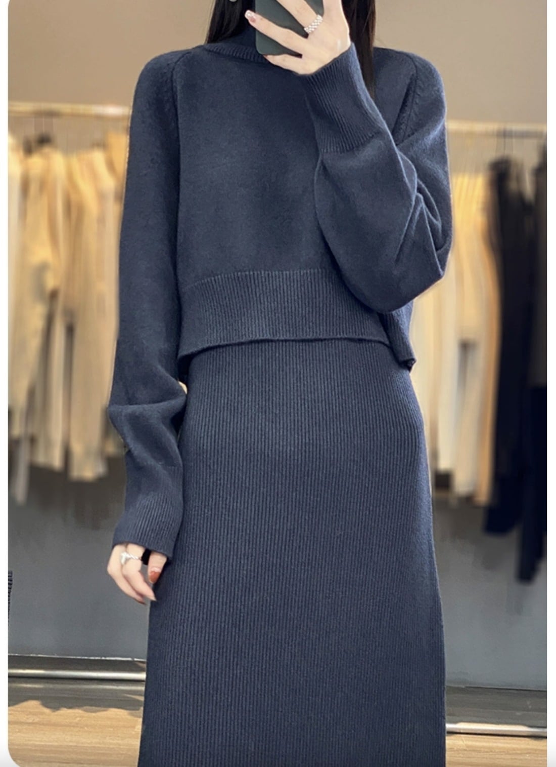 【set】ニットセーター×ベストワンピースセット　M26260
