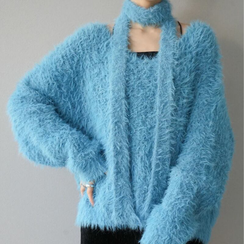 【tops】Vネックチョーカー付ニットセーター　M17997