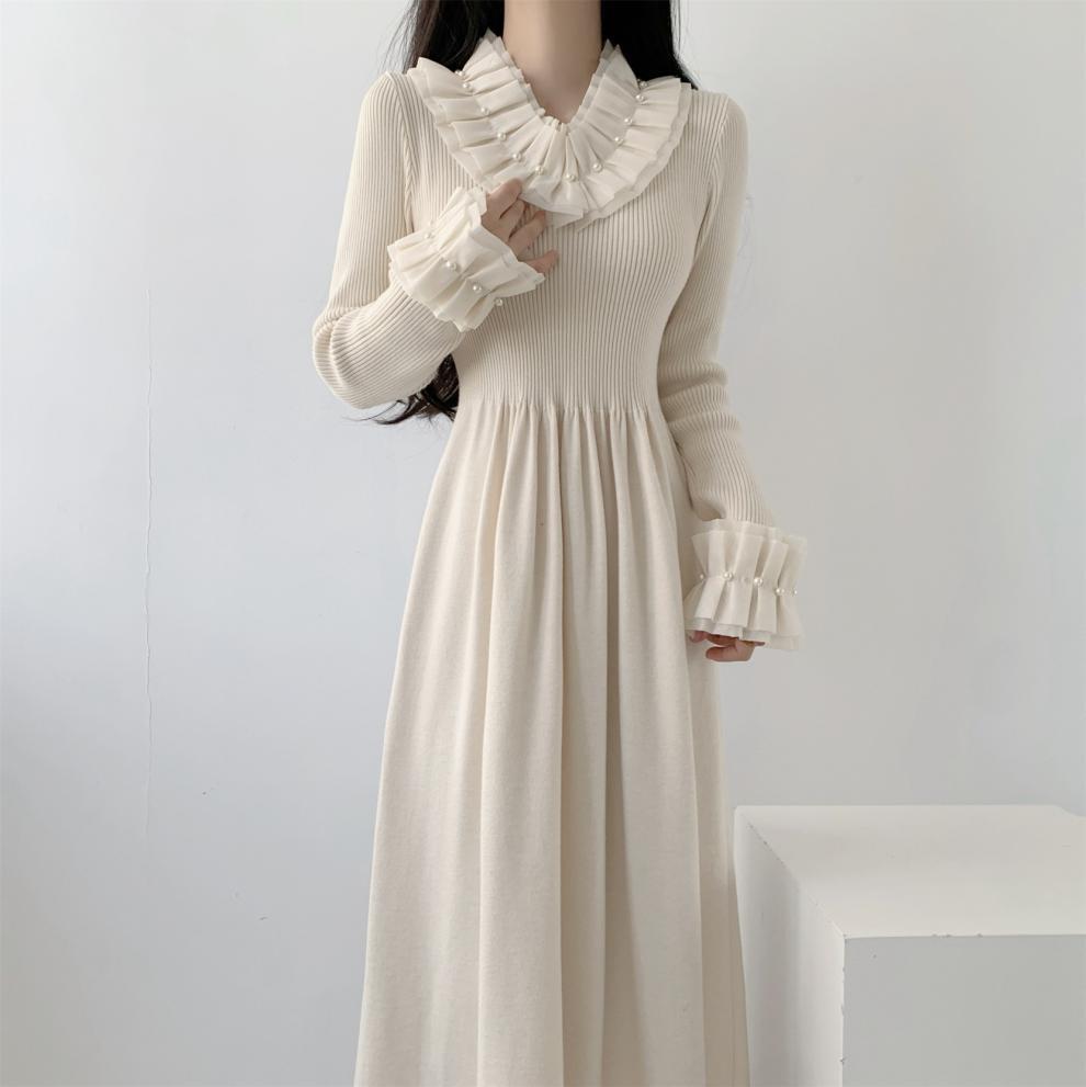 【dress】パール切り替えワンピース　M26278