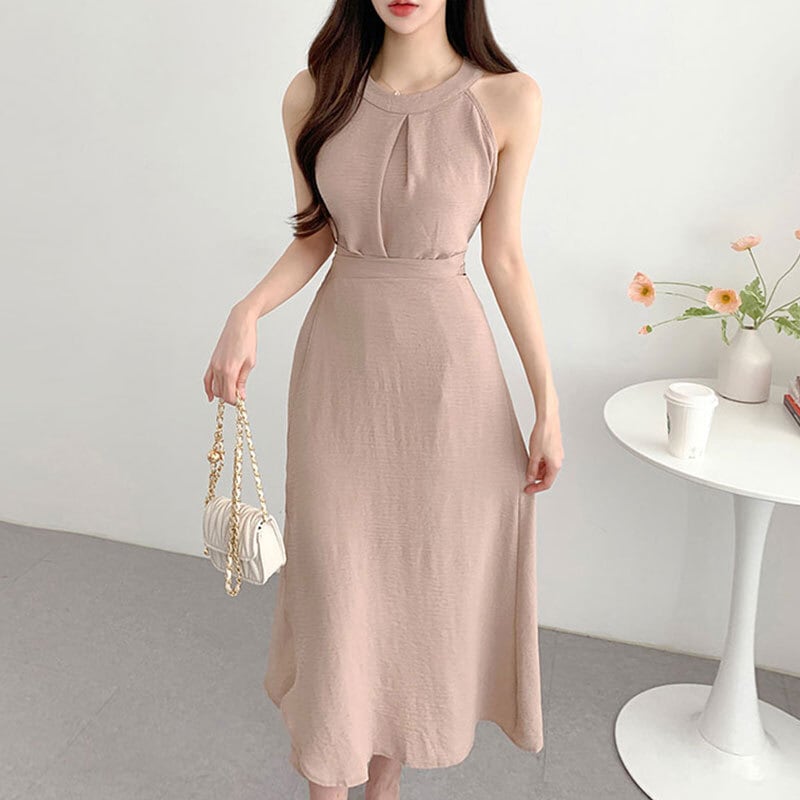 【set】ラウンドネック無地タンクトップ+スカート通勤日常セットアップF5158