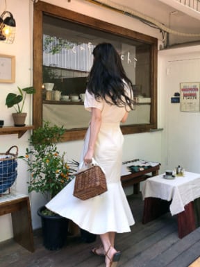 【dress】ファッションand清新！気質満点Vネック無地着痩せワンピース