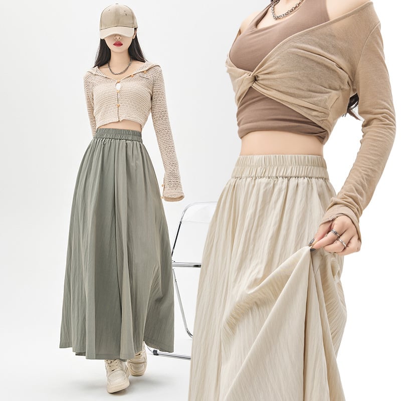 【bottoms】3色ウエストゴムガウチョパンツF7490