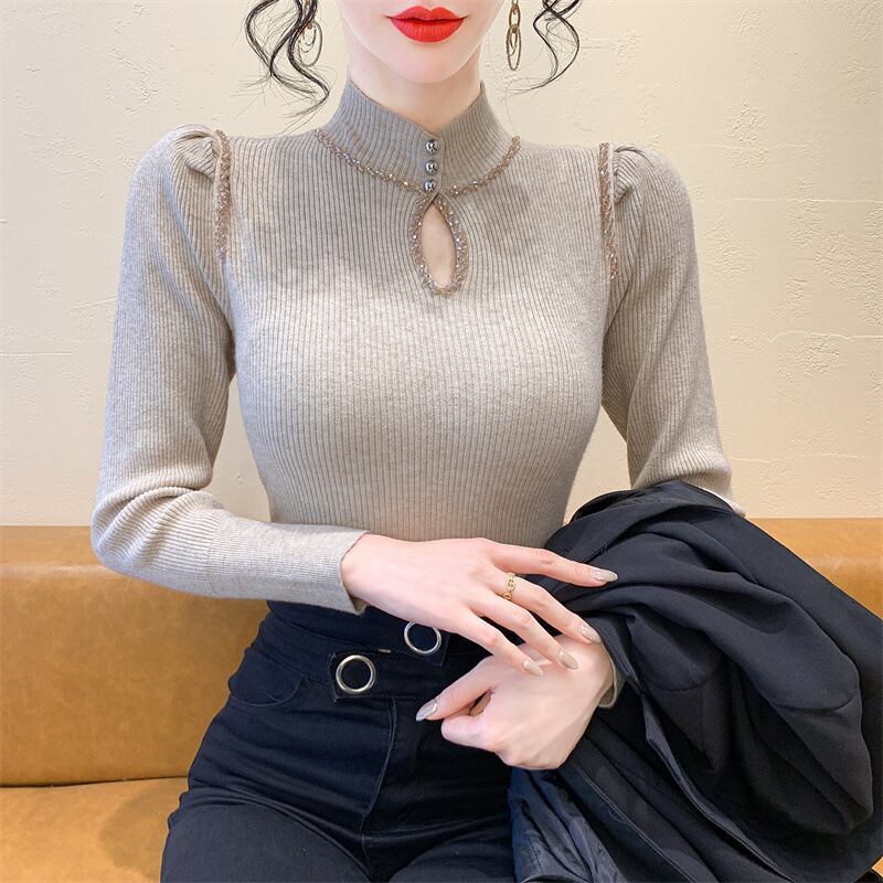 【tops】ビジューニットトップス　M28221
