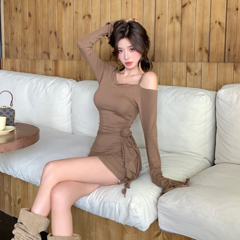 【dress】ワンショルダーミニワンピース Q6913