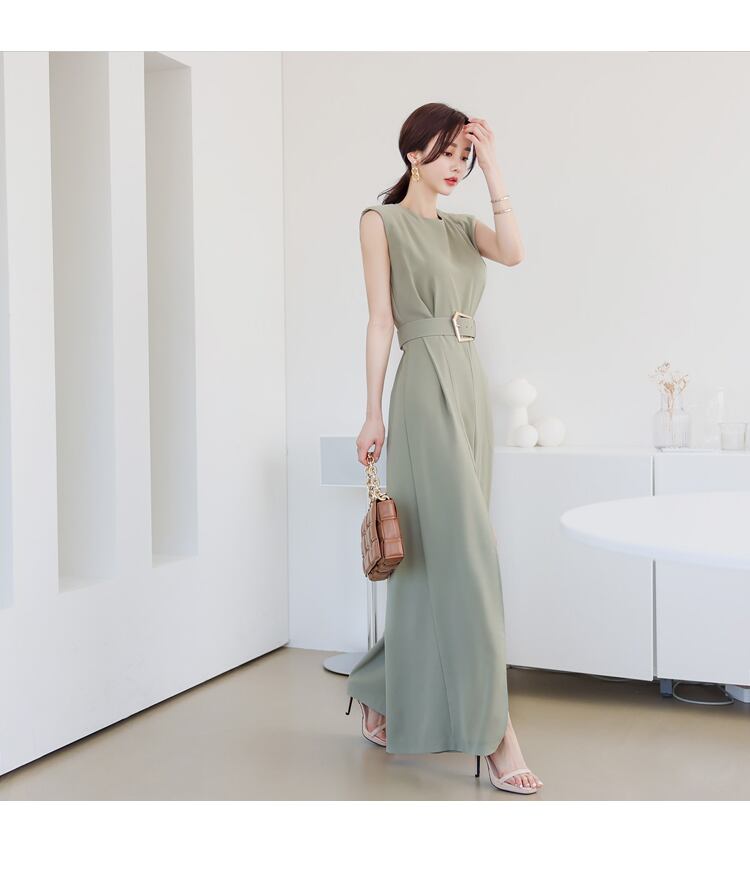 【set】韓国風気質満点着痩せファッションスリット オールインワン G0396