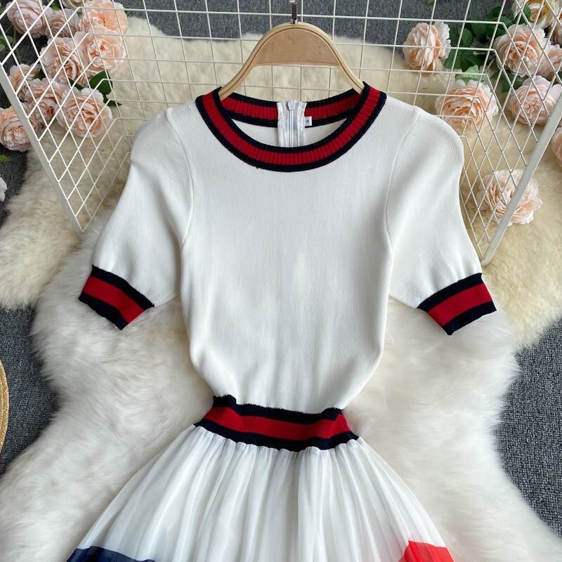 【dress】ニット切り替えシフォンワンピース G20726