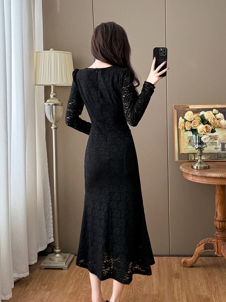 【dress】チュールドッキングレースワンピース Q7499