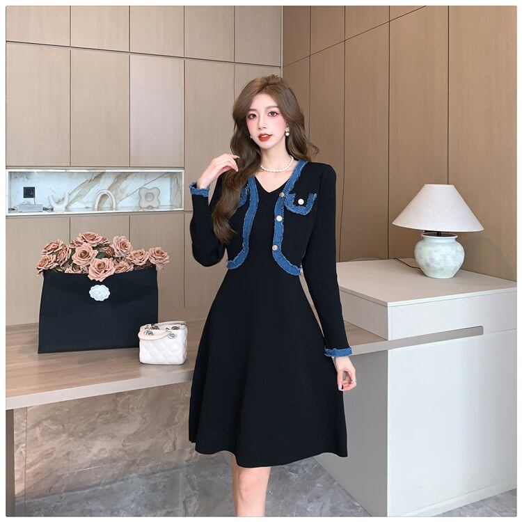 【dress】ドッキングニットワンピース　M18359