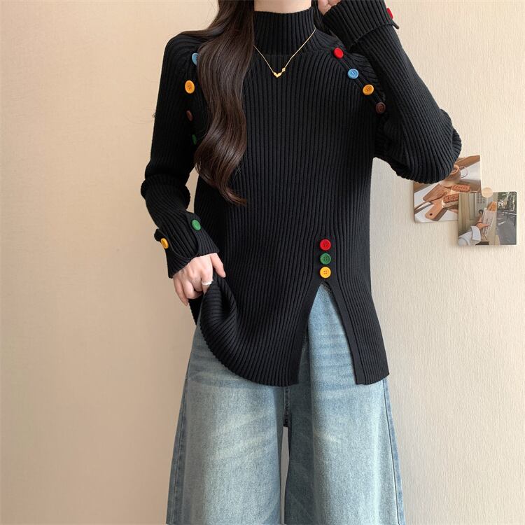 【tops】ボタンデザインニットトップス　M27823