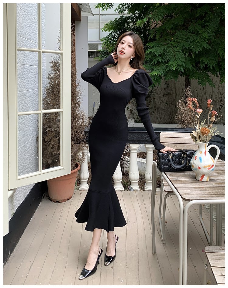 【dress】ニットマーメイドワンピース　M26967