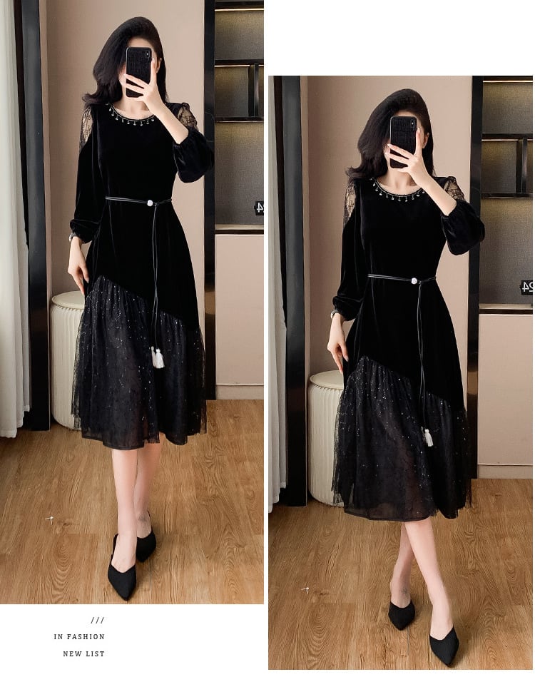 【dress】チュールドッキングワンピース　M27510