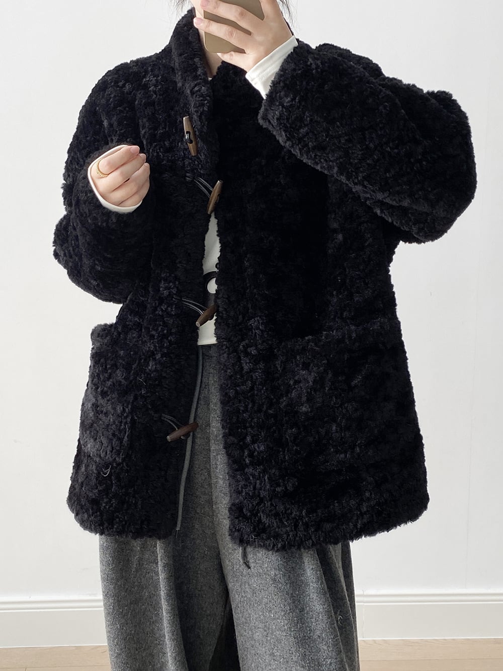 【outer】スタントカラーボアコート Q7371