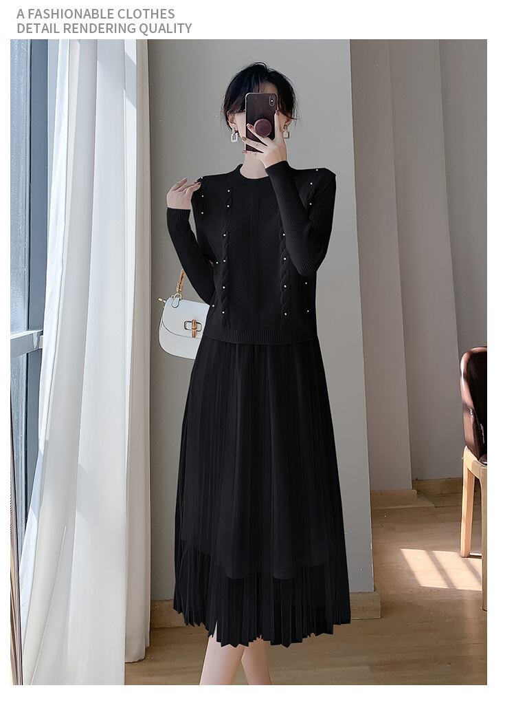 【set】ニットベスト×ワンピースセット　M19158
