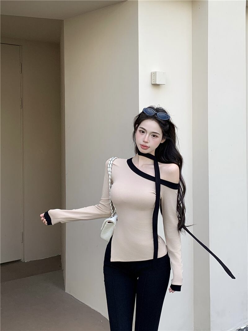 【tops】オフショルダーニットトップス　M28101