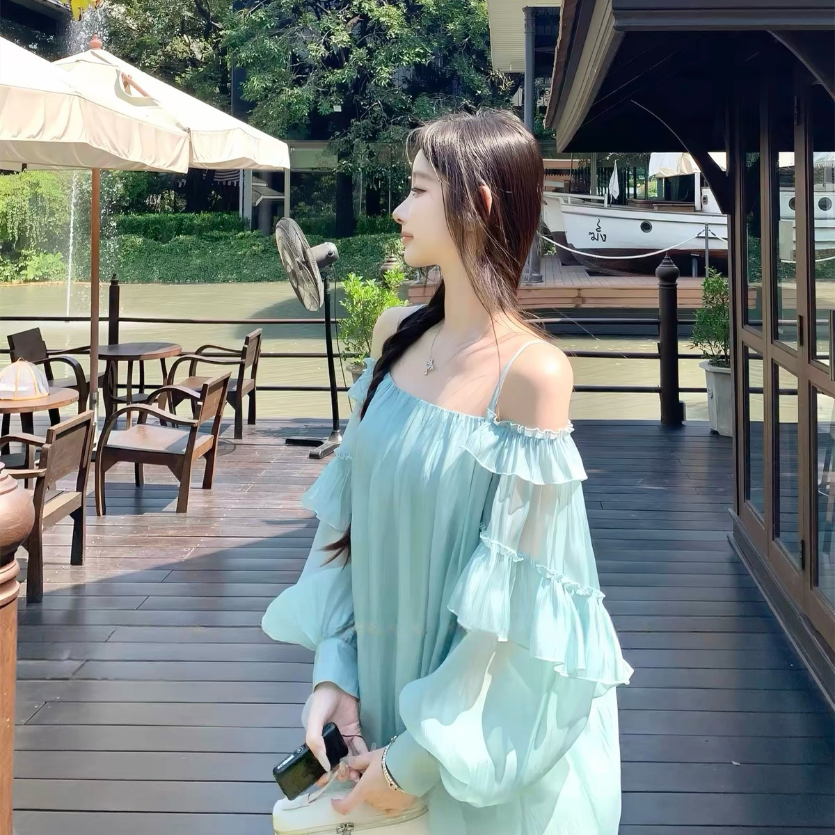 【dress】パフスリーブバルーンミニワンピース　N3581