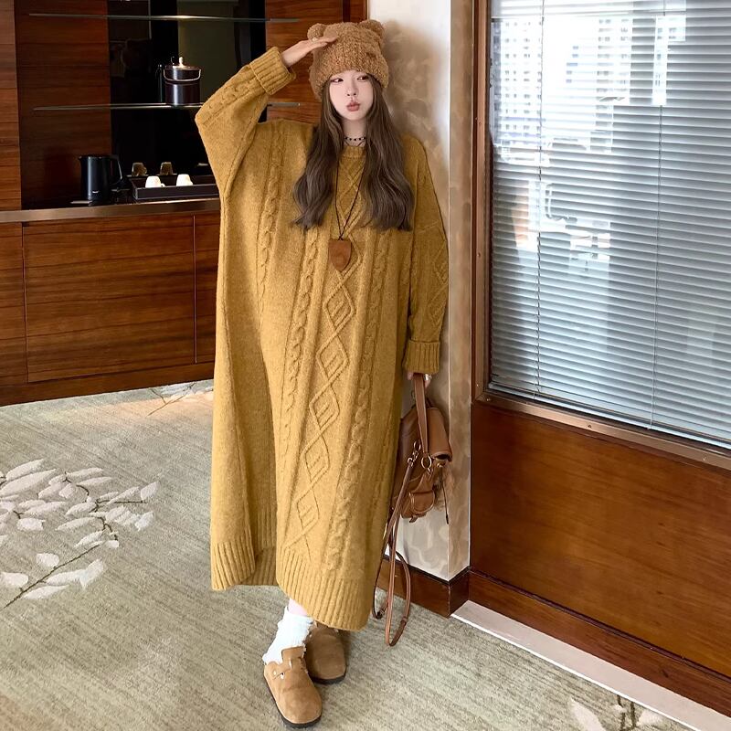 【dress】ロングニットワンピース Q7697