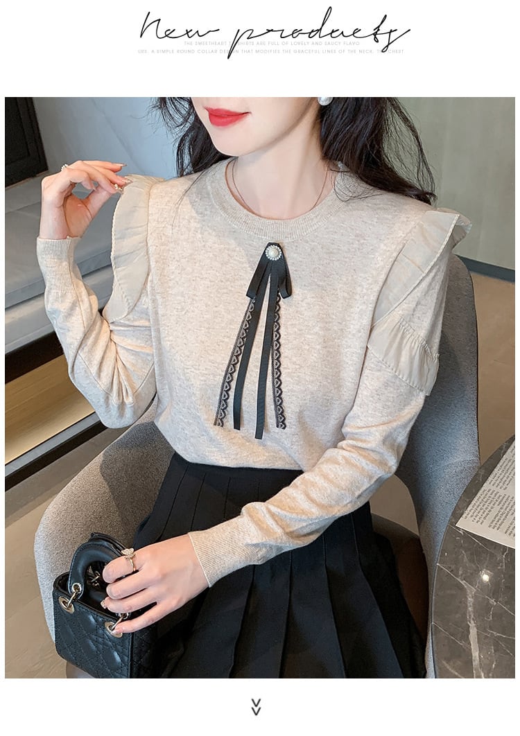 【tops】フリルニットトップス　M26211