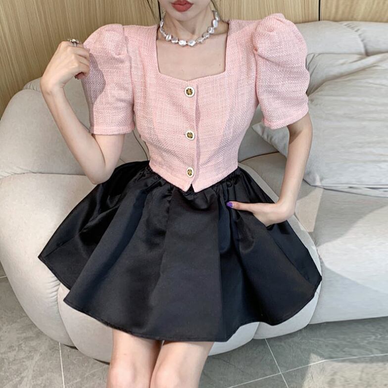 【set】パフスリーブブラウス+スカート２点セットG20680